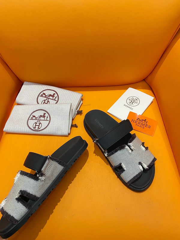 chypre sandal white black canvas black calfskin