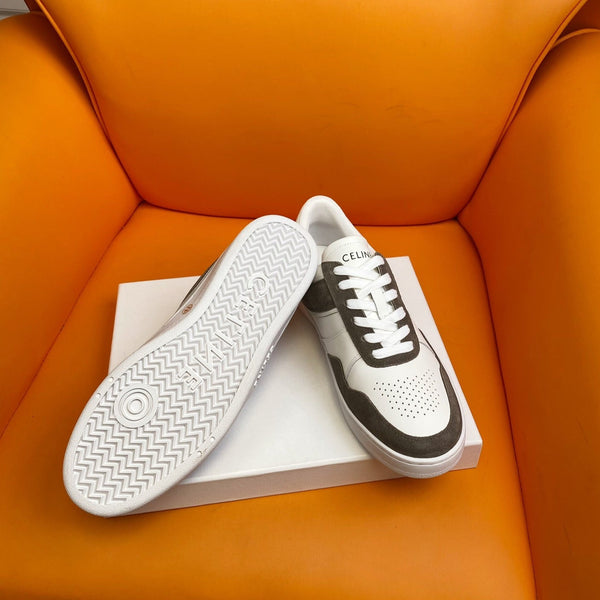 TRAINER LOW LACE-UP SNEAKER IN CALFSKIN OPTIC WHITE GRAY