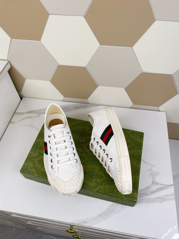 GG JULIO SNEAKER WITH WEB WHITE CANVAS