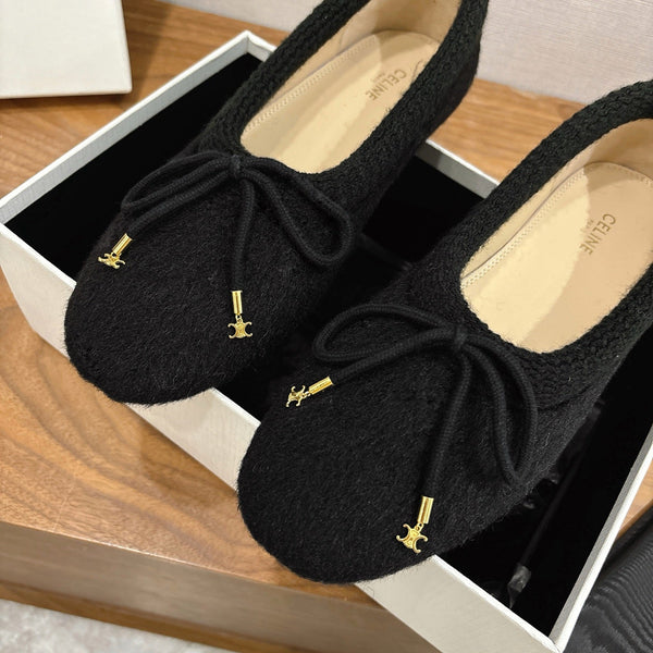 Celine 25 Ballet Flat Black Blend Knitted Wool 541479