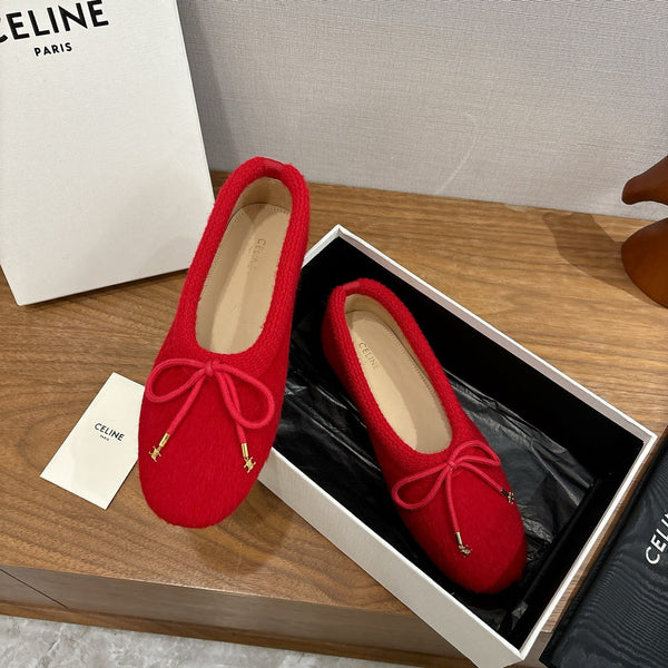 Celine 25 Ballerine Rouge Mélange Laine Tricotée 541481