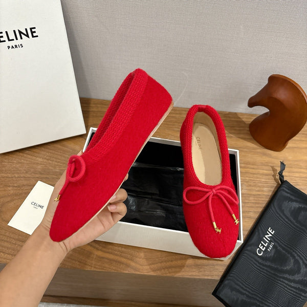 Celine 25 Ballerine Rouge Mélange Laine Tricotée 541481