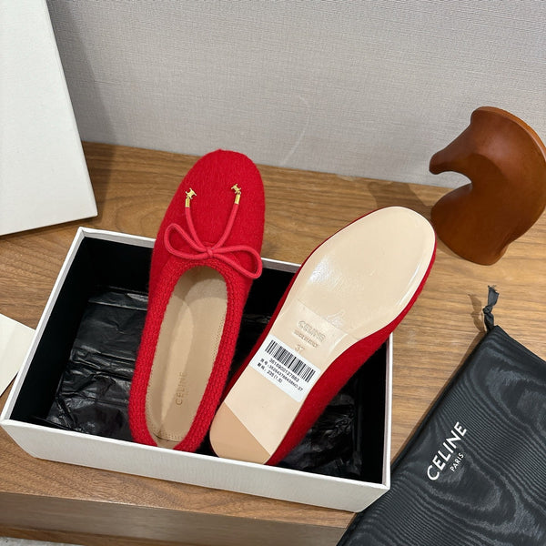 Celine 25 Ballerine Rouge Mélange Laine Tricotée 541481