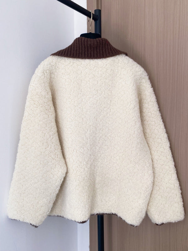 Chanel 2025 Cardigan Laine mélangée Blanche et Marron