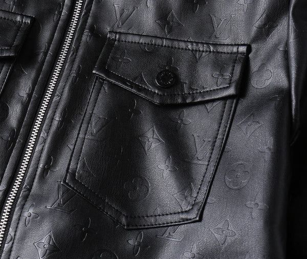 GIACCA CAMICIA LV IN PELLE DI VITELLO CON MONOGRAMMA NERO IN RILIEVO 238993