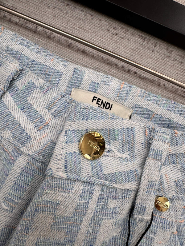 FF Light Blue Monogram Denim Jean