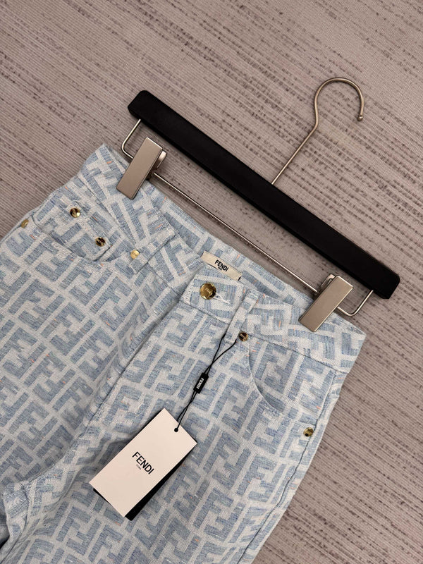FF Light Blue Monogram Denim Jean
