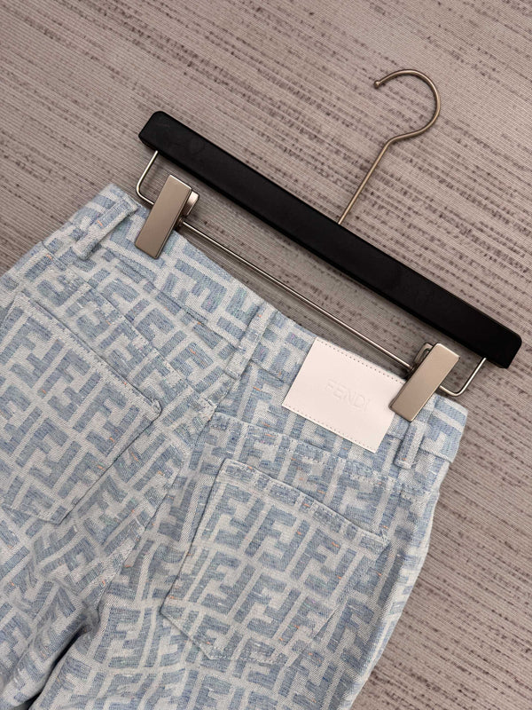 FF Light Blue Monogram Denim Jean