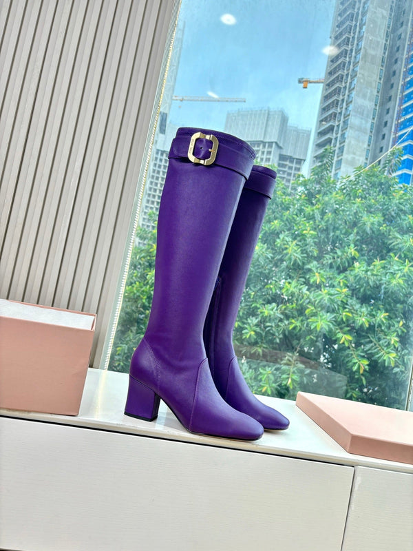 Miu Boots With Buckle Purple Nappa Leather 506635