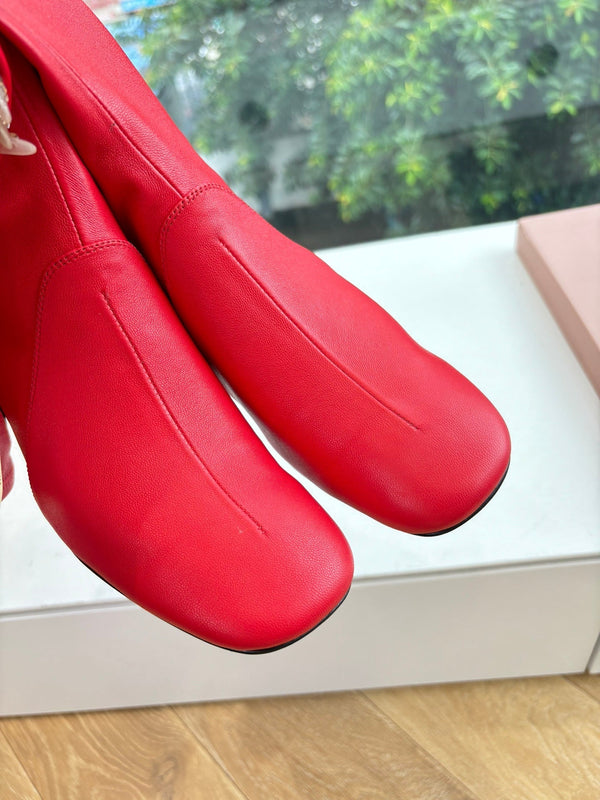 Miu Boots With Buckle Red Nappa Leather 506636