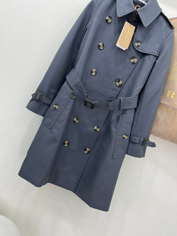 Bur 25 Long Coat Grey Blue Cotton 299471