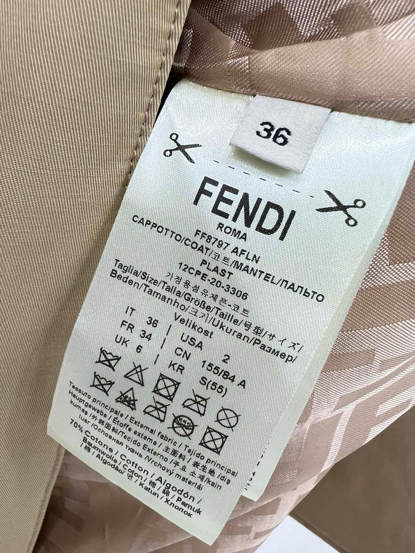 Fendi 25 Lace-up Trench Coat Beige Cotton