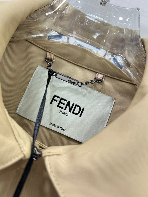 Fendi 25 Lace-up Trench Coat Beige Cotton