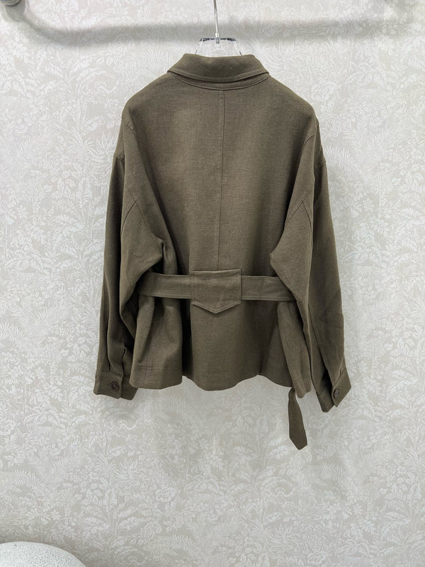 LP 25 Jacket With Belt Khaki Linen Wool 309236