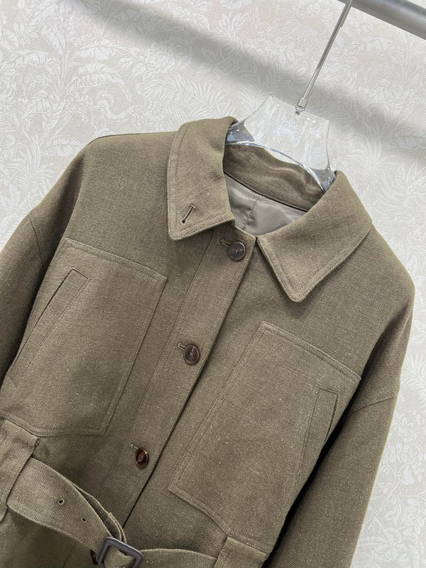 LP 25 Jacket With Belt Khaki Linen Wool 309236