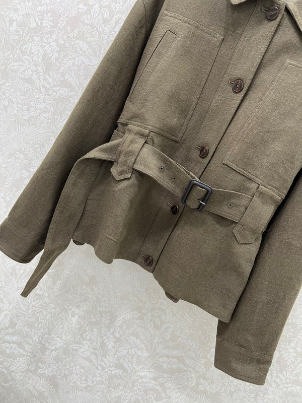 LP 25 Jacket With Belt Khaki Linen Wool 309236