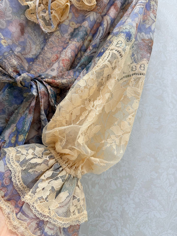 Zimmermann Robe Courte à Lacets Rebellion Coton Bleu Clair 335959