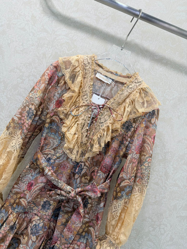 Robe courte à lacets en coton rose clair Zimmermann Rebellion 335958