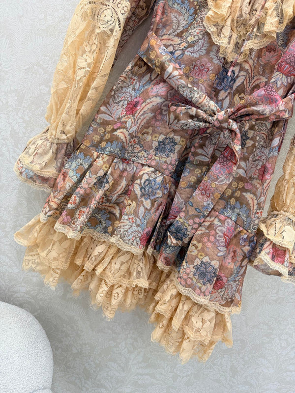 Robe courte à lacets en coton rose clair Zimmermann Rebellion 335958