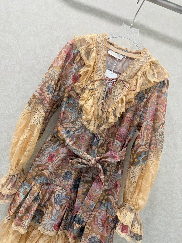 Robe courte à lacets en coton rose clair Zimmermann Rebellion 335958