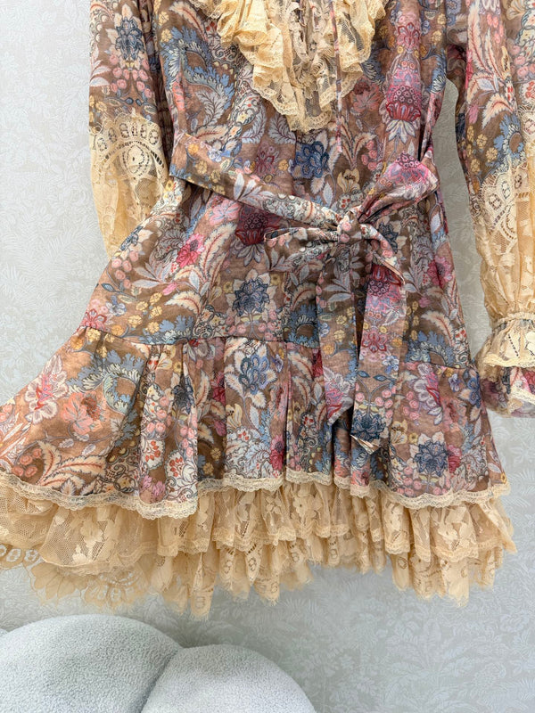 Robe courte à lacets en coton rose clair Zimmermann Rebellion 335958