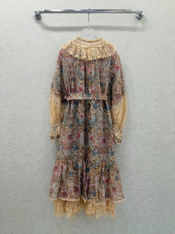 Zimmermann Rebellion Lace-Up Mini Dress Tan Pink Cotton 347314