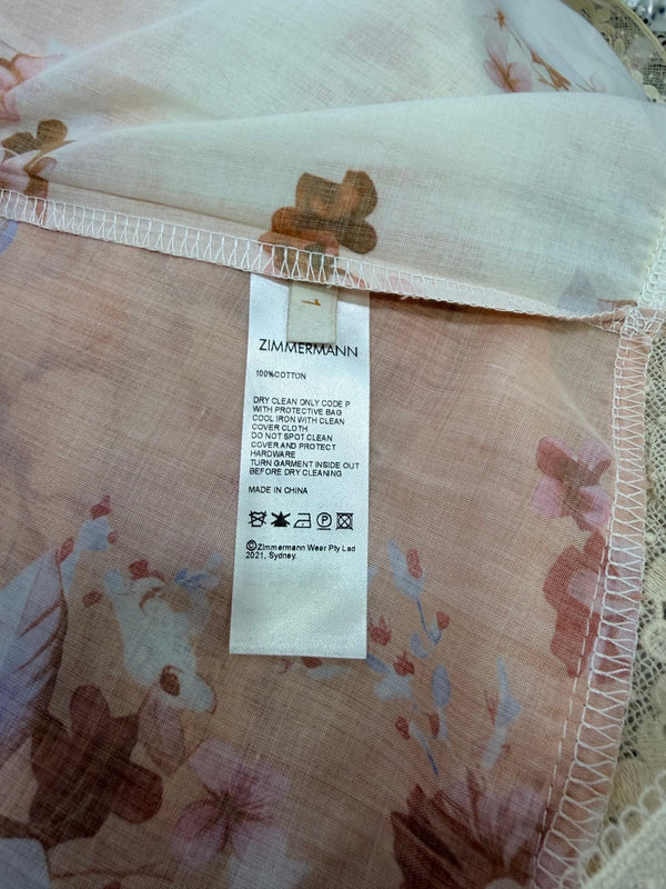 Zimmermann Robe Awaken à bordure en dentelle en coton à imprimé varié 347334