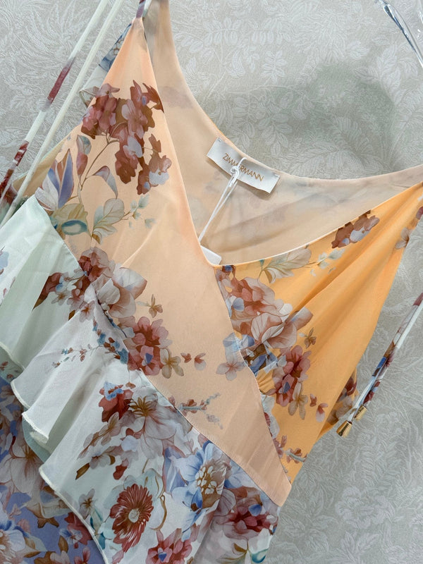 Robe nuisette Zimmermann Awaken à volants en coton imprimé assorti 347332
