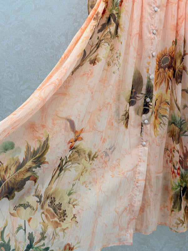 Zimmermann Robe chemise longue ceinturée Afya à imprimé floral en coton 347320