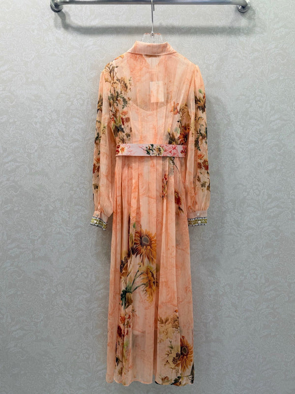 Zimmermann Robe chemise longue ceinturée Afya à imprimé floral en coton 347320