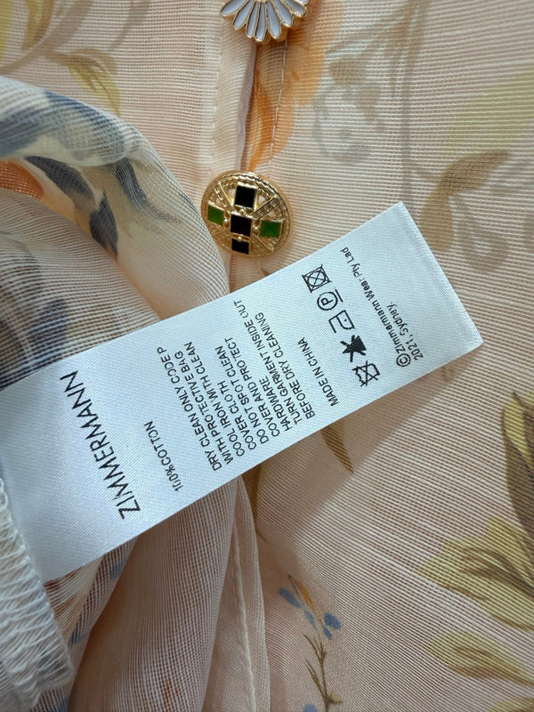 Zimmermann Rebellion Button Midi Dress Cream Aviary Cotton 342125