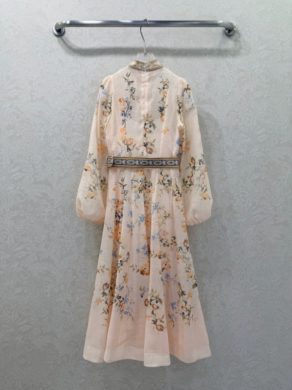 Zimmermann Rebellion Button Midi Dress Cream Aviary Cotton 342125