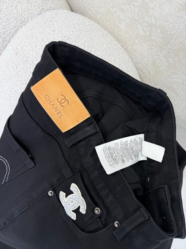 CC 26s Jean Droit Effiloché Noir Coton 352015