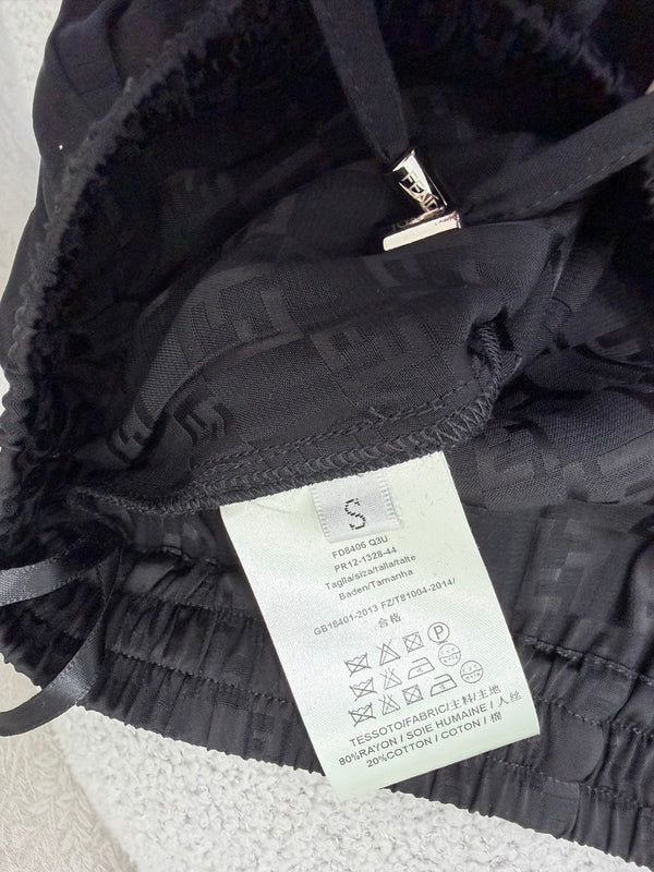 Pantalon large Fendi 26s motif jacquard coton et rayonne noirs