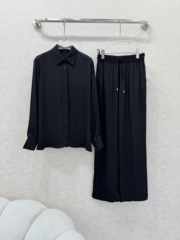 Fendi 26sShirt Jacquard Pattern Black Rayon Cotton