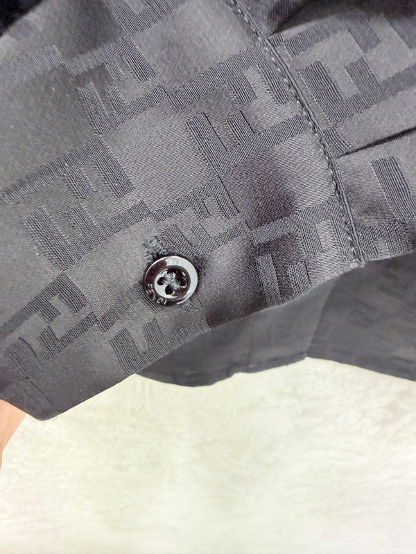 Fendi 26sShirt Jacquard Pattern Black Rayon Cotton