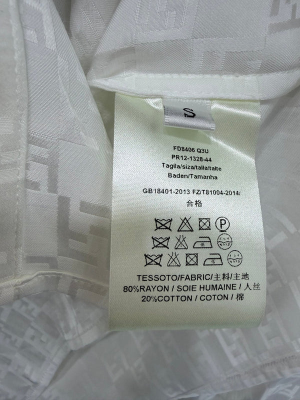 Fendi 26s Shirt Jacquard Pattern White Rayon Cotton