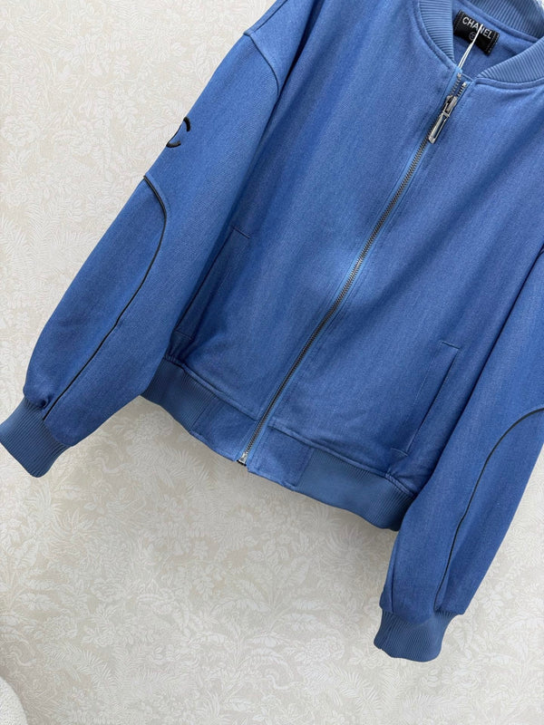 CC 26s Veste en jean bleu à col côtelé et rayures 353034