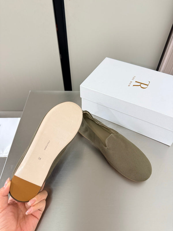 TR Casa Ballet Flat Olive Green Canvas 872477