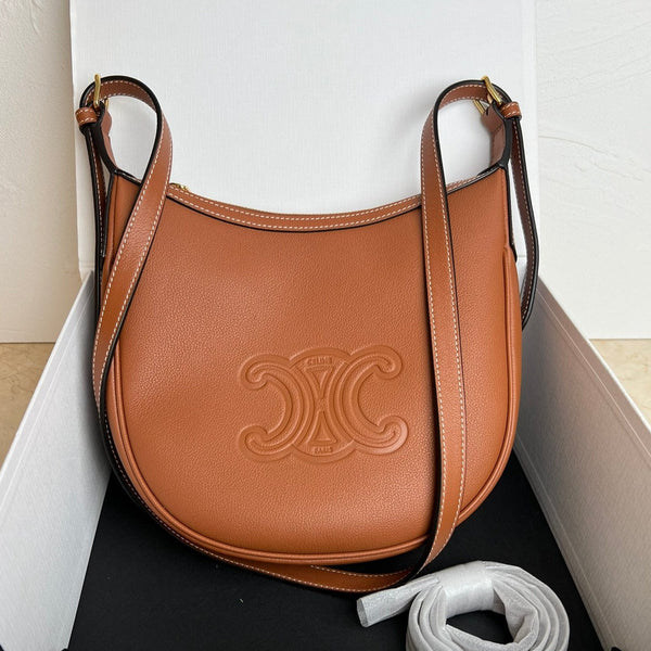 piccola heloise 23cm pelle di vitello marrone hardware dorato