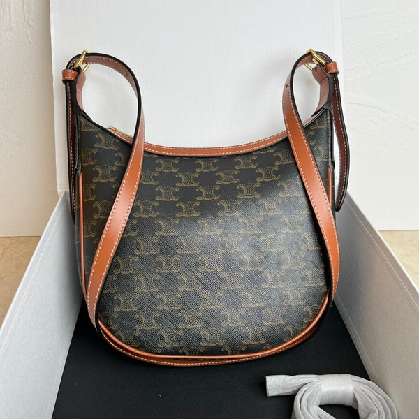piccola heloise 23cm tela cuir triomphe pelle di vitello marrone