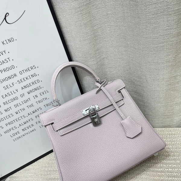 HM Kelly 25cm Mauve Pale Pink Togo Leather Silver Hardware