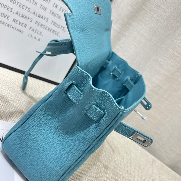 HM Kelly 25cm Retourne Turquoise Togo Leather Silver Hardware