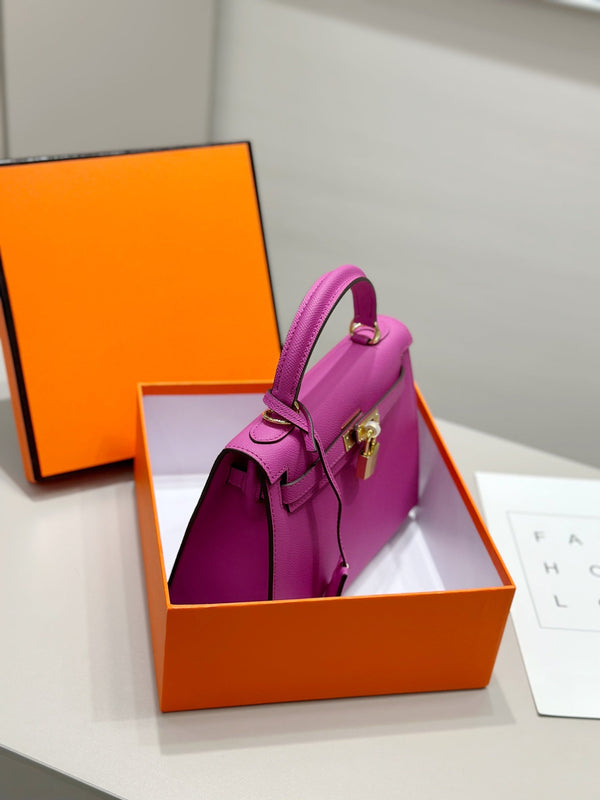 HM Kelly 25cm Pink Epsom Leather Gold Hardware