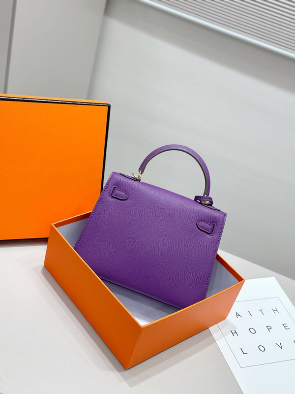 HM Kelly 25cm Purple Epsom Leather Gold Hardware