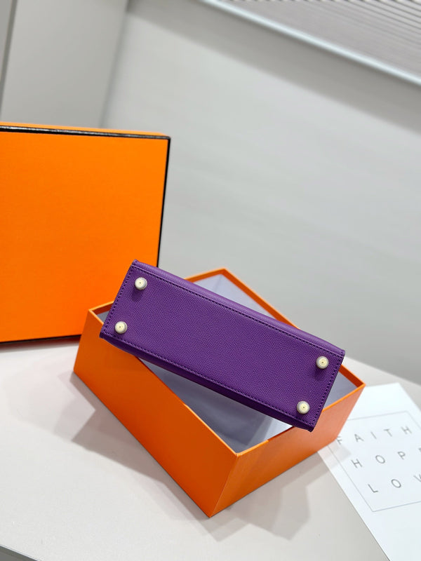 HM Kelly 25cm Purple Epsom Leather Gold Hardware