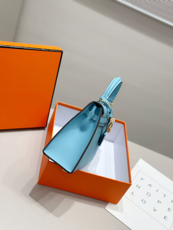 HM Kelly 25cm Tiffany Blue Epsom Leather Gold Hardware