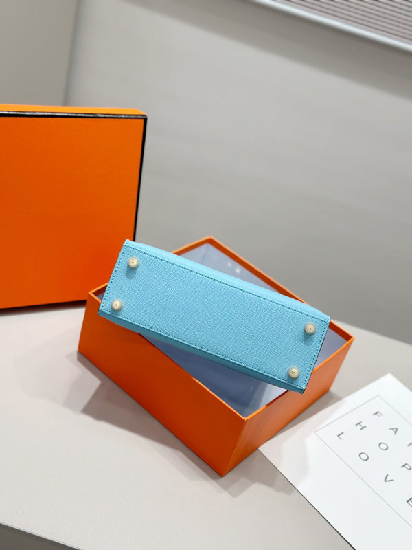 HM Kelly 25cm Tiffany Blue Epsom Leather Gold Hardware