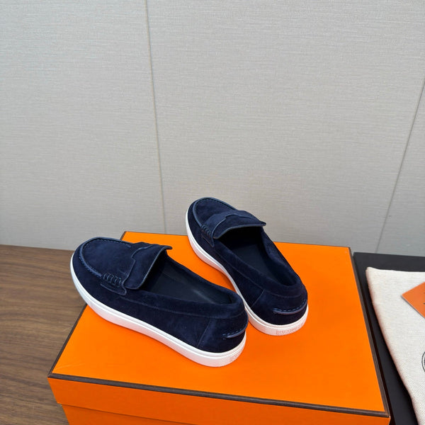 HM 25 Loafers Navy Blue Cowhide 329174