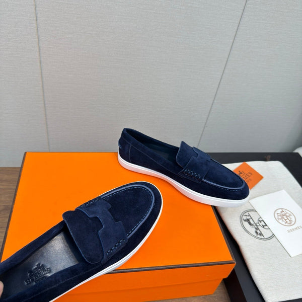 HM 25 Loafers Navy Blue Cowhide 329174